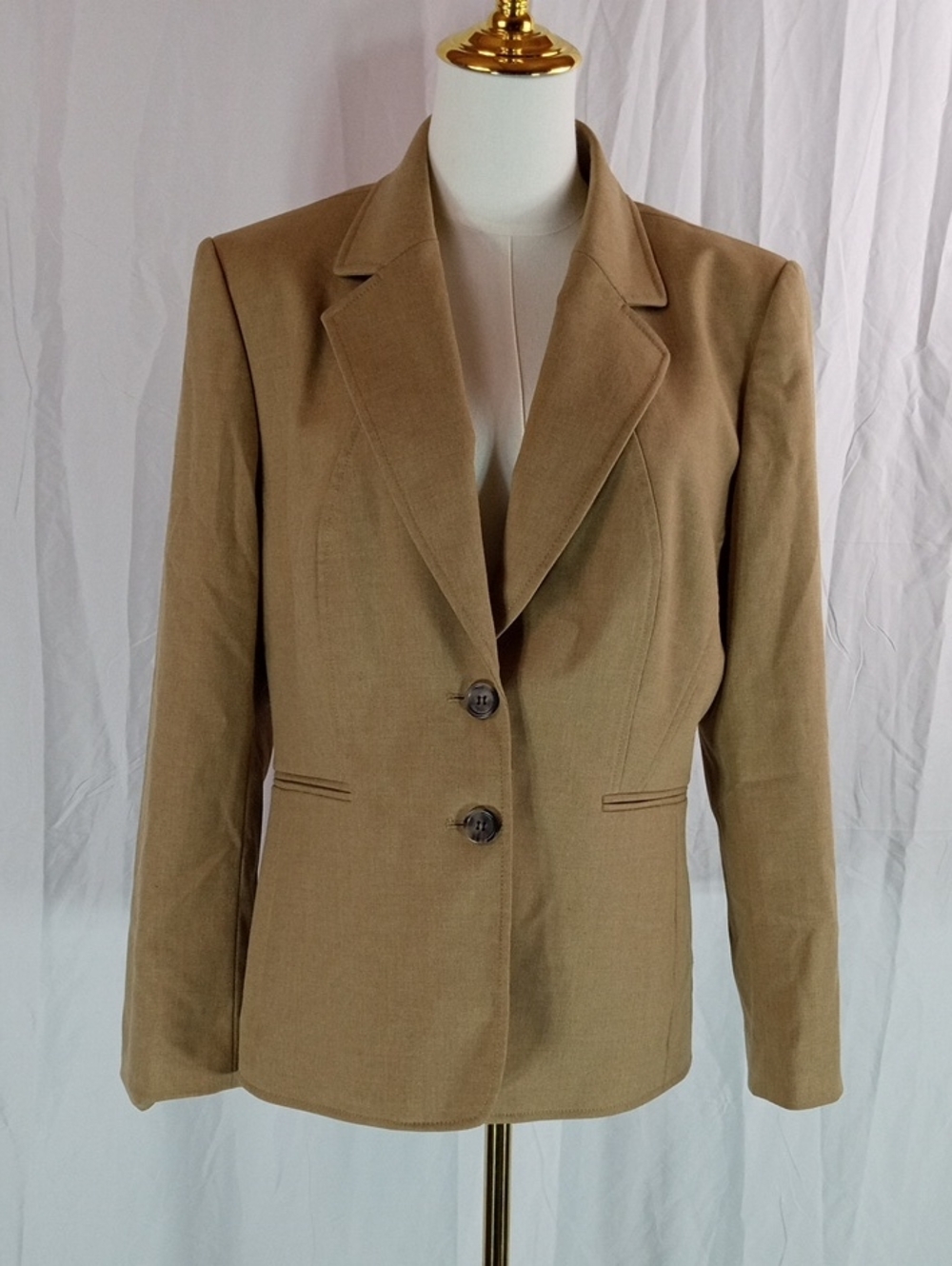 Tahari Arthur Levine Tailored Camel Brown Women's Two-Button Blazer Size 12P
